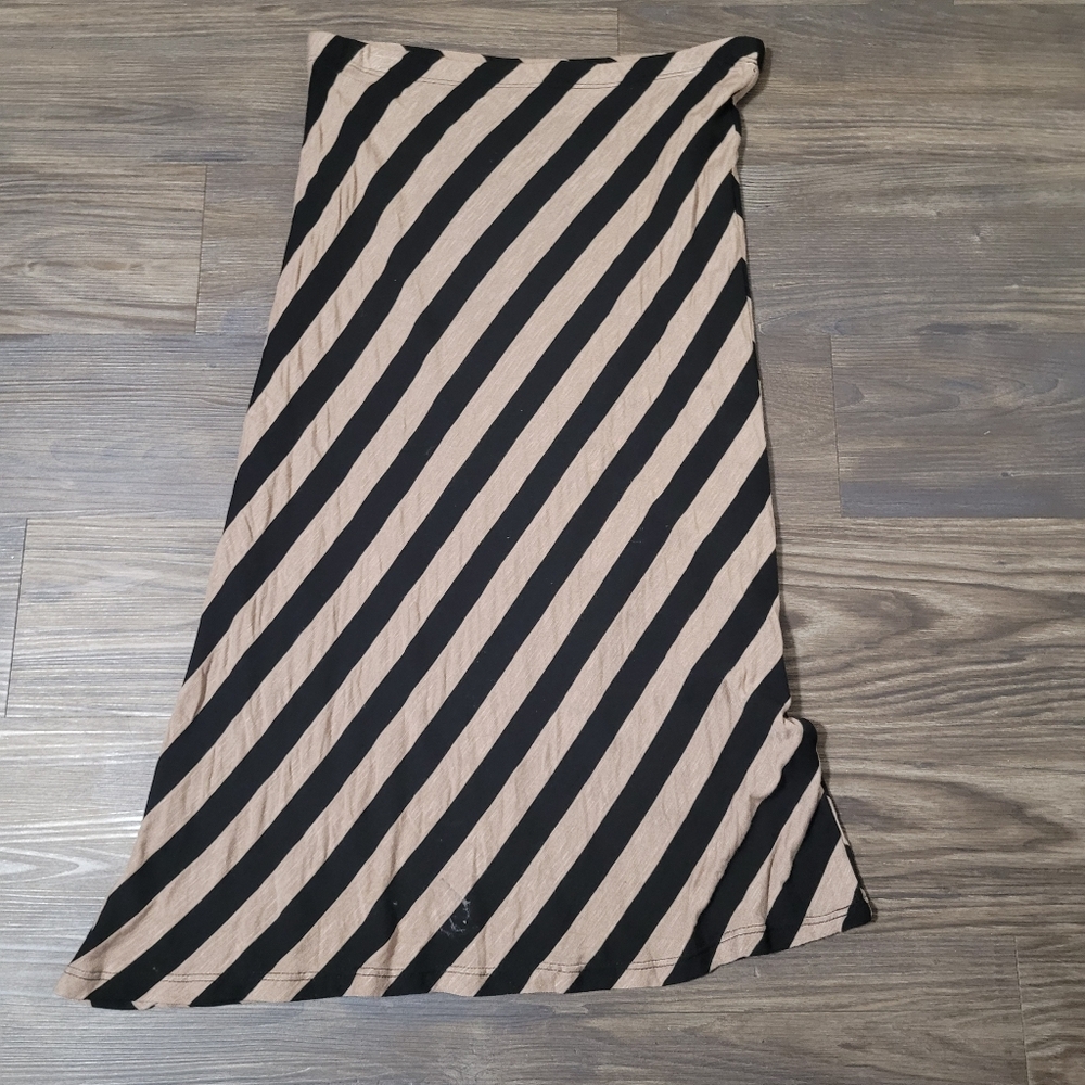 Striped Black and Tan Women's Skirt Size S Midi Y2k